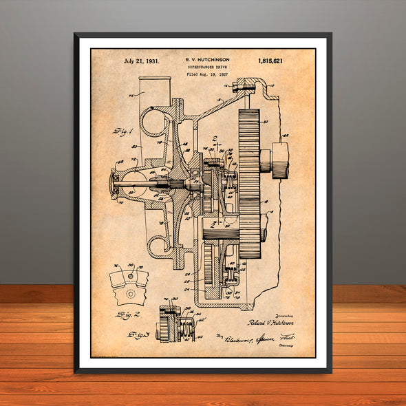 1927 Supercharger Drive Patent Print - Unframed