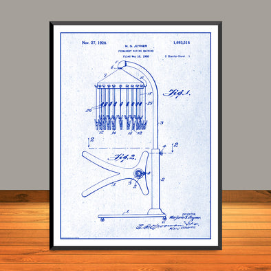 1928 M.S. Joyner Permanent Waving Machine Patent Print - UNFRAMED