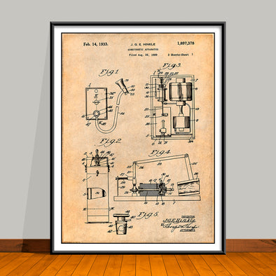 1929 Anesthetic Machine Patent Print - UNFRAMED