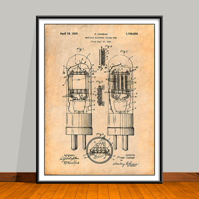 1929 Conrad Vacuum Tube Patent Print - UNFRAMED