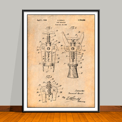 1929 Cork Extractor Patent Print - Unframed
