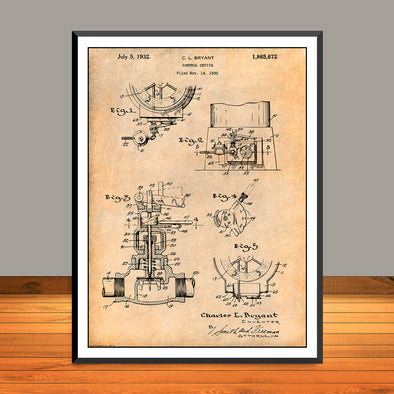1930 Bryant Heater Control Device Patent Print - UNFRAMED