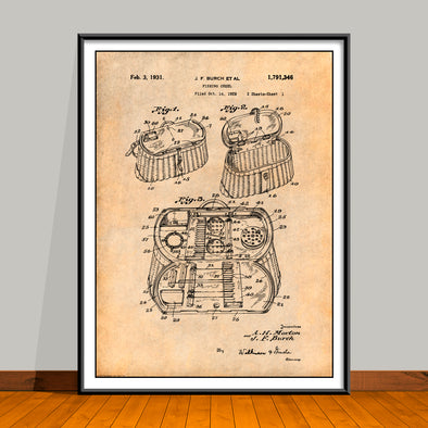 1931 Antique Burch Fishing Creel Patent Print - Unframed