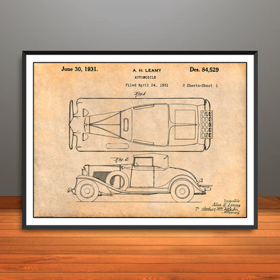 1931 Auburn Cabriolet Patent Print - Unframed