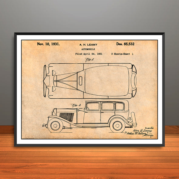 1931 Auburn Phaeton Patent Print - Unframed