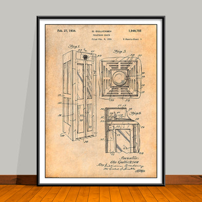 1931 Telephone Booth Patent Print - Unframed