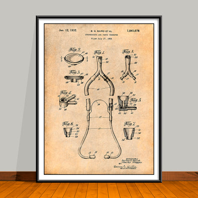 1932 Baird Stethoscope Patent Print - UNFRAMED