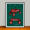 1933 Streak-O-Lite Coaster Wagon Colorized Patent Print - UNFRAMED