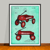 1933 Streak-O-Lite Coaster Wagon Colorized Patent Print - UNFRAMED