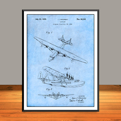 1933 Sikorsky Airplane Patent Print - Unframed