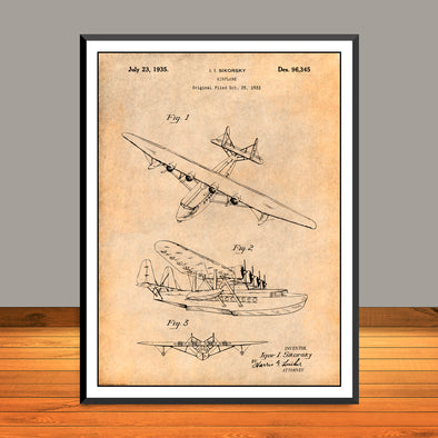 1933 Sikorsky Airplane Patent Print - Unframed