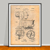 1934 Kitchen Mixer Patent drawing on an antique paper background, unframed art print.