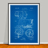 1934 Kitchen Mixer Patent drawing on a blueprint background, unframed art print.