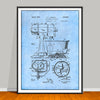 1934 Kitchen Mixer Patent drawing on a light blue background, unframed art print.
