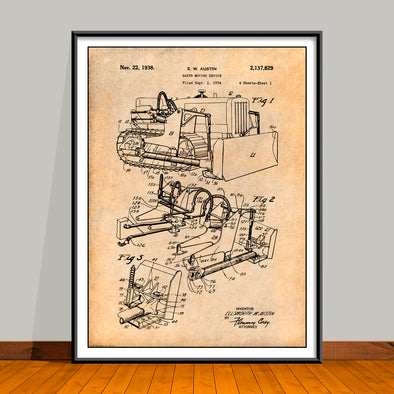 1934 Austin Earth Moving Bulldozer Patent Print - UNFRAMED