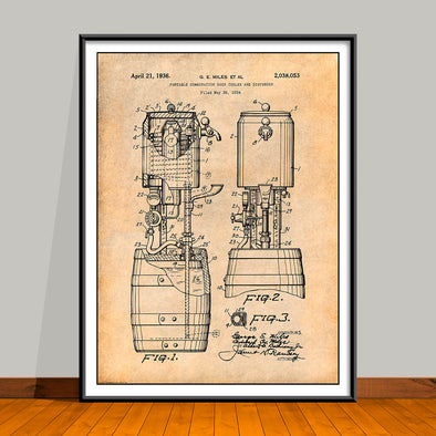 1934 Beer Cooler and Tap Patent Print - UNFRAMED
