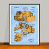 1934 Austin Earth Moving Bulldozer Colorized Patent Print - UNFRAMED