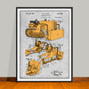 1934 Austin Earth Moving Bulldozer Colorized Patent Print - UNFRAMED