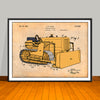 1934 Earth Moving Bulldozer Colorized Horizontal Patent Print - UNFRAMED