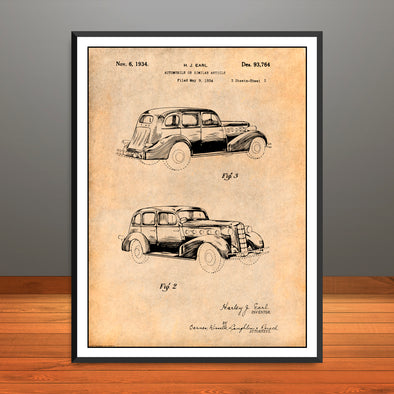 1934 Harvey Earl LeSalle Patent Print - Unframed