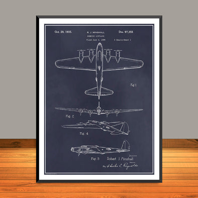 1935 B17 Flying Fortress Patent Print - UNFRAMED