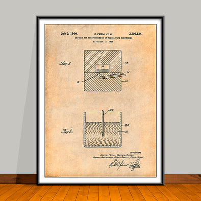 1935 Fermi First Atomic Pile Neutronic Reactor Patent Print - Unframed
