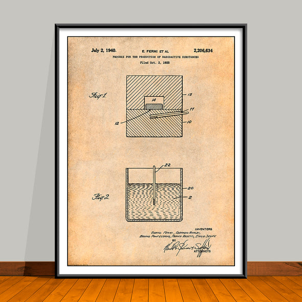 1935 Fermi First Atomic Pile Neutronic Reactor Patent Print - Unframed