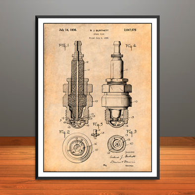1935 Spark Plug Patent Print - Unframed