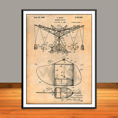 1936 Amusement Ride Flying Eagles Patent Print - UNFRAMED
