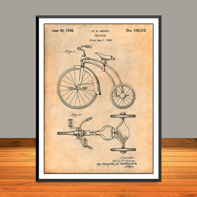 1936 Tricycle Patent Print - UNFRAMED