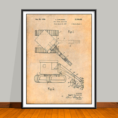 1937 Backhoe Excavator Patent Print - UNFRAMED