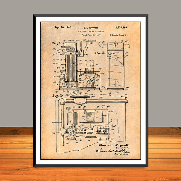1937 Bryant Air Conditioning Apparatus Patent Print - UNFRAMED