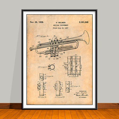 1937 Trumpet Patent Print - UNFRAMED