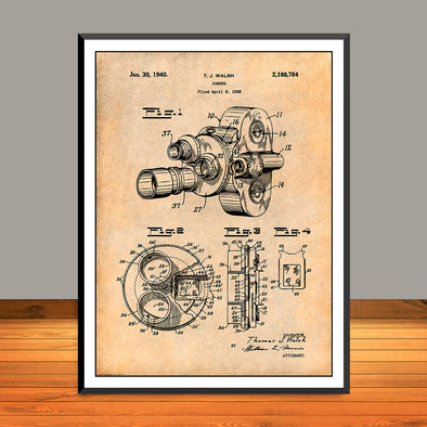 1938 Bell & Howell Movie Camera Patent Print - Unframed