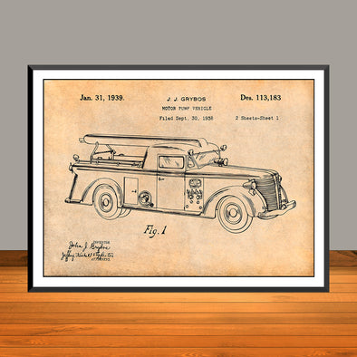 1938 Motor Pump Vehicle Patent Print - UNFRAMED