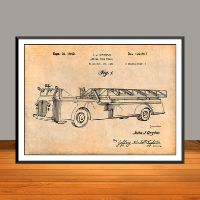 1939 Aerial Fire Truck Patent Print - UNFRAMED