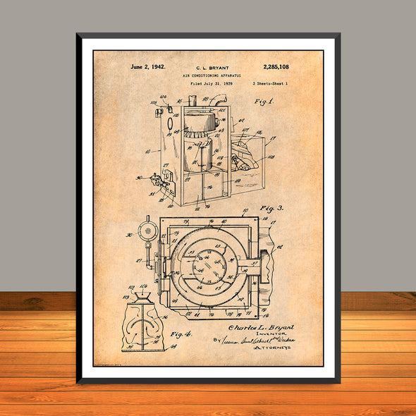 1939 Bryant Air Conditioning System Patent Print - UNFRAMED