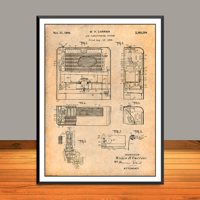 1939 Carrier Air Conditioning System Patent Print - UNFRAMED
