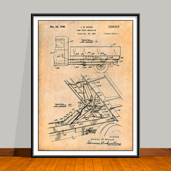 1939 Dump Truck Patent Print - UNFRAMED
