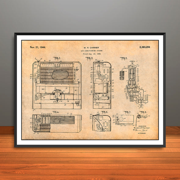 1939 Air Conditioning System Horizontal Patent Print - Unframed
