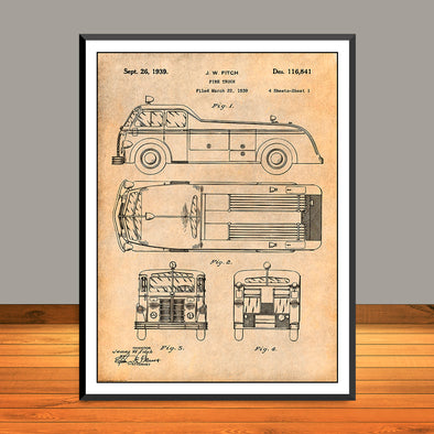 1939 Fitch Fire Truck Patent Print - Unframed