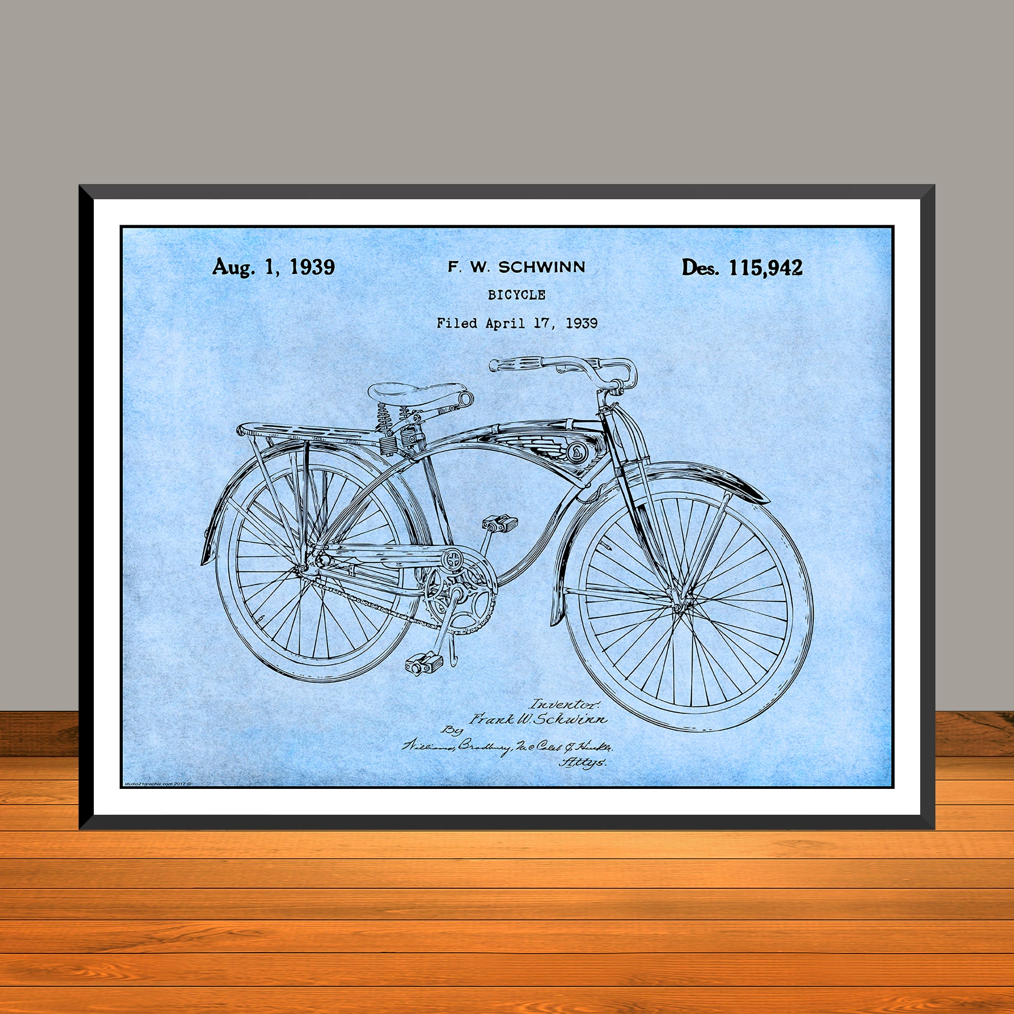 1939 Schwinn Bicycle Horizontal Patent Print