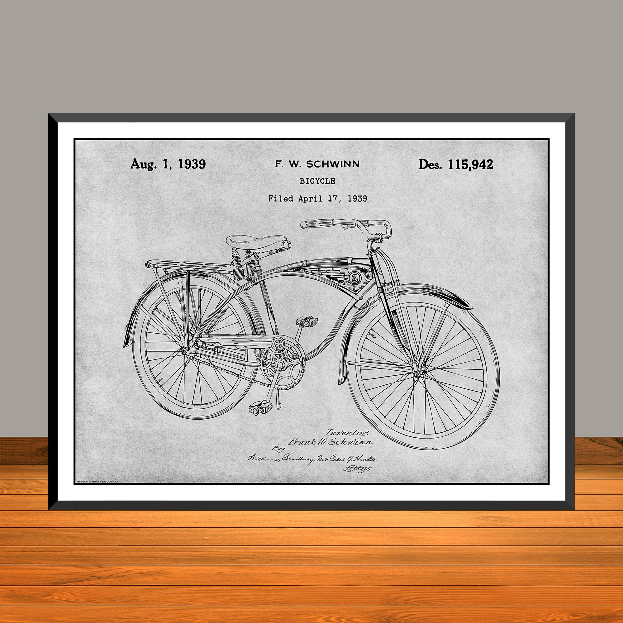 1939 schwinn bicycle 1939 Schwinn Bicycle Horizontal Patent Print