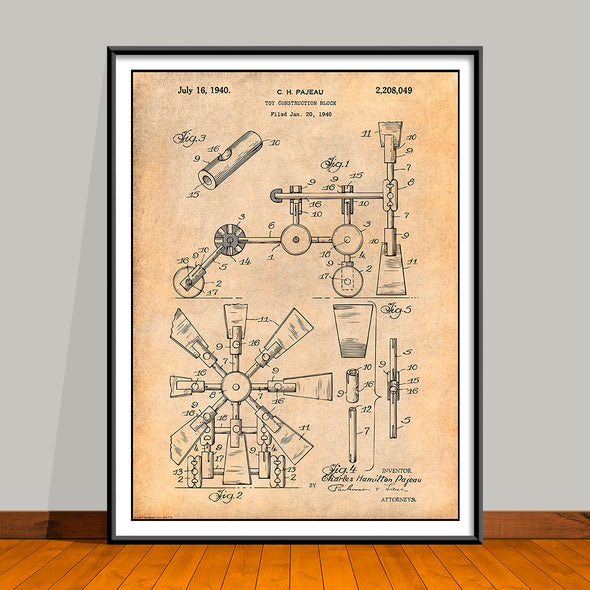 1940 Tinker Toys Construction Set Patent Print - UNFRAMED