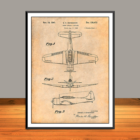 1940 Douglas SBD Dauntless Patent Print - UNFRAMED