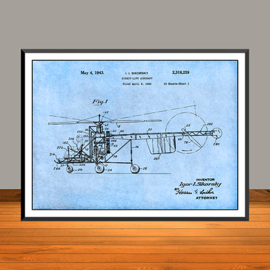 1940 Sikorsky Helicopter Patent Print - UNFRAMED