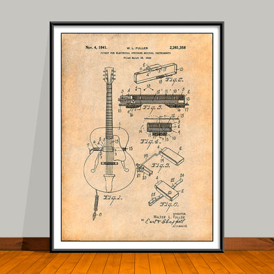 1941 Gibson Guitar Electrical Pickup Patent Print - UNFRAMED