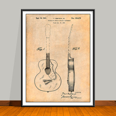 1941 Gretsch Guitar Patent Print - UNFRAMED