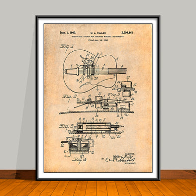 1942 Gibson Guitar Pickup Patent Print - UNFRAMED