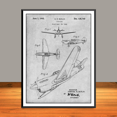 1942 Curtiss P40 Warhawk Patent Print - Unframed